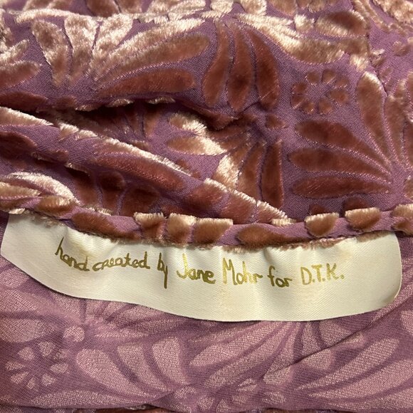 Vintage Velvet Burnout Maxi Dress by Jane Mohr for DTK Pink Floral Gown M-L Boho - Picture 4 of 8